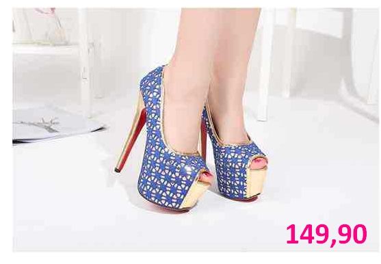 Peep Toe Dourado c/ Azul